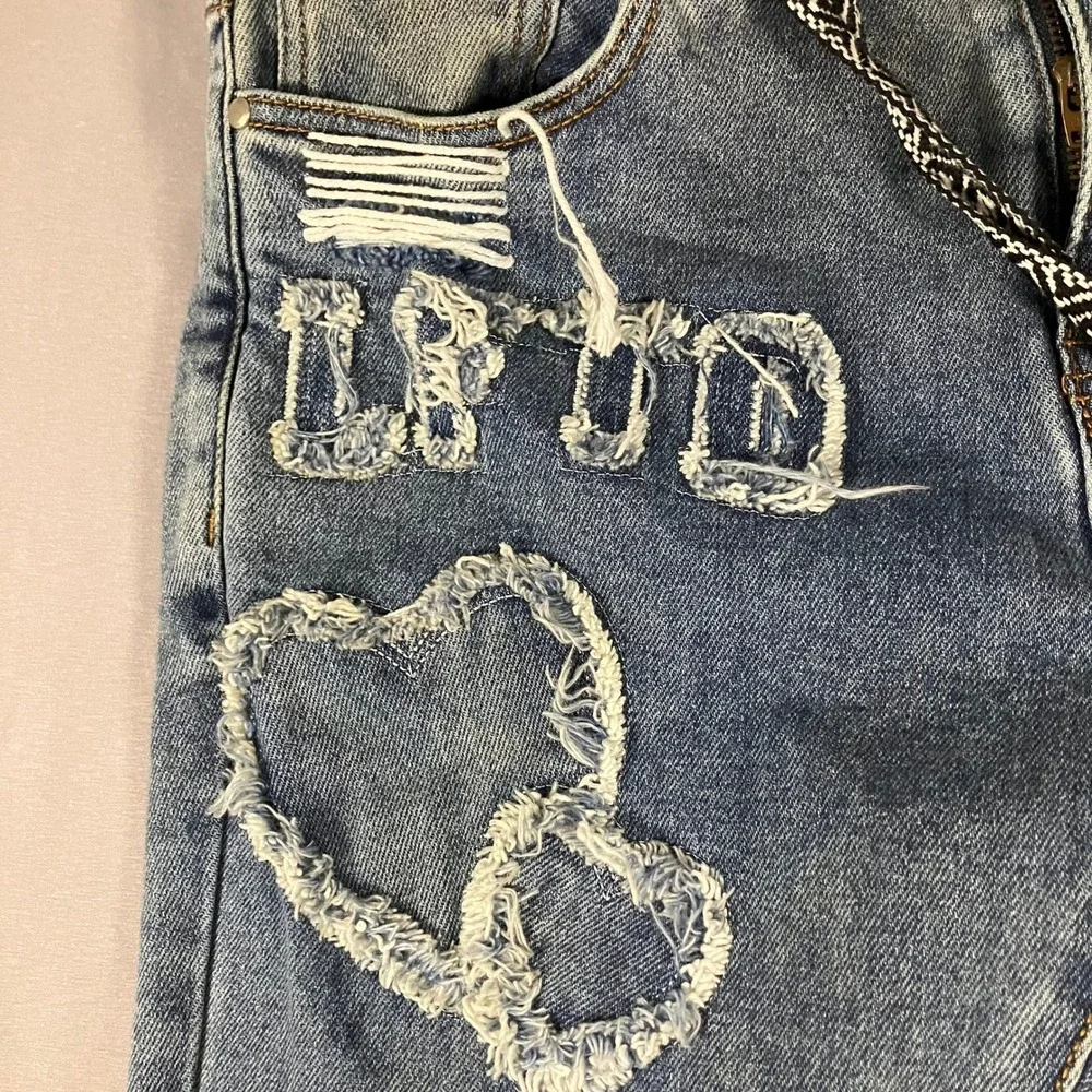 Lifted Anchors Mens 32 Distressed Jeans Customized Tribal Belt LFOD Blue Denim